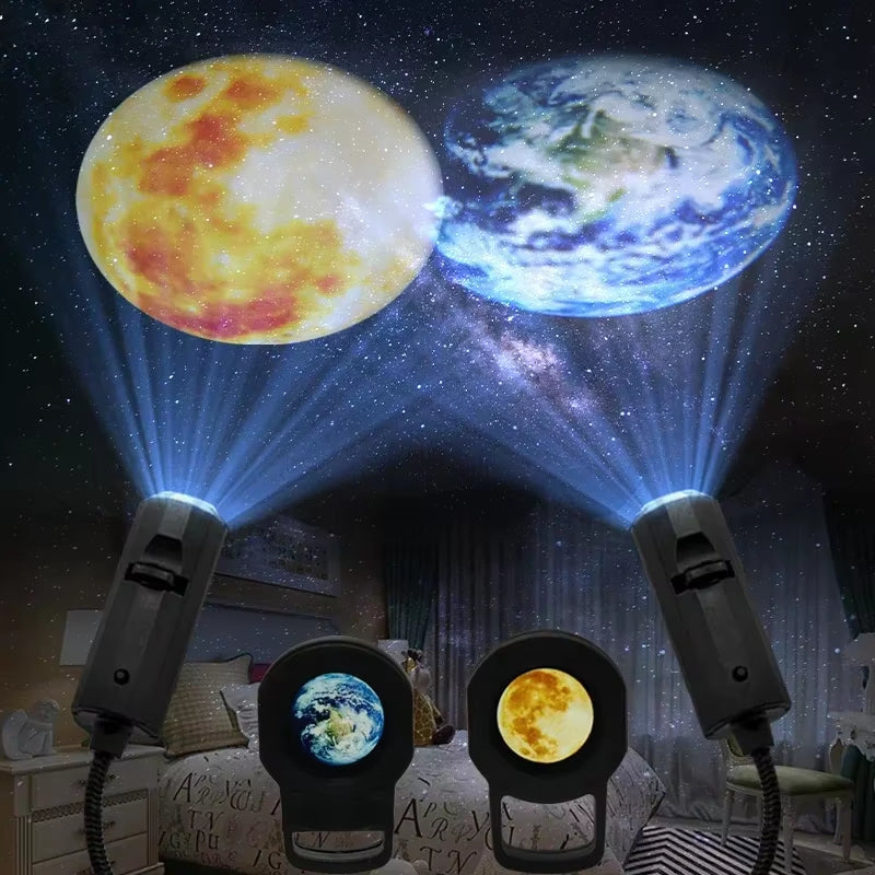 Mini Moon Light Projector Lamp with USB, 5-Color LED Star Galaxy Night Light for Bedroom Wall Decor, Home Atmosphere Lighting Gi