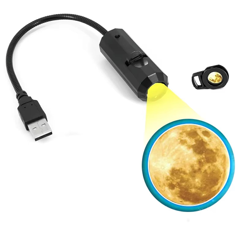 Mini Moon Light Projector Lamp with USB, 5-Color LED Star Galaxy Night Light for Bedroom Wall Decor, Home Atmosphere Lighting Gi