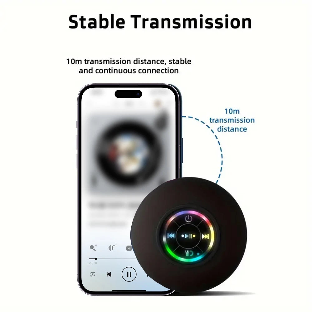 Bathroom IPX4 Waterproof Wireless Colorful LED Light Bluetooth Speaker Suction Cup Mini Portable Speaker Outdoor Stereo Speaker