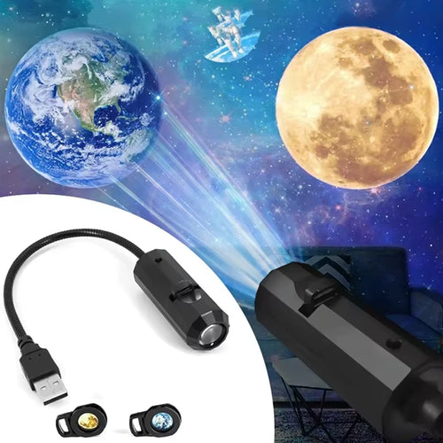 Mini Moon Light Projector Lamp with USB, 5-Color LED Star Galaxy Night Light for Bedroom Wall Decor, Home Atmosphere Lighting Gi